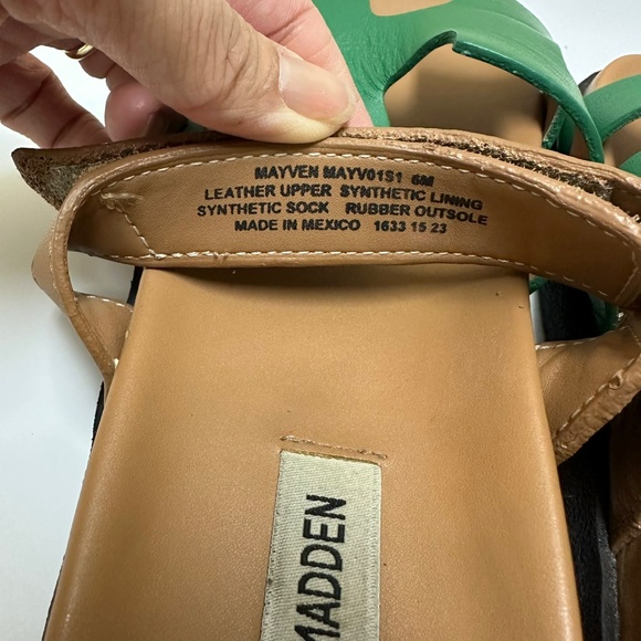STEVE MADDEN Women’s Mayven Green Brown Black Open Toe Slide Sandals Size 6 - Picture 7 of 8
